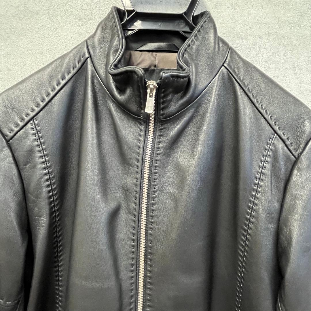 【最終値】ブラックレザースタンドカラーシングルライダース　メンズビギ　美品