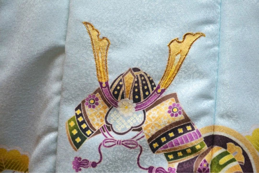 1点のみ　在庫処分特価　七五三 着物 3歳 男の子 被布セット 花うさぎ 兜柄