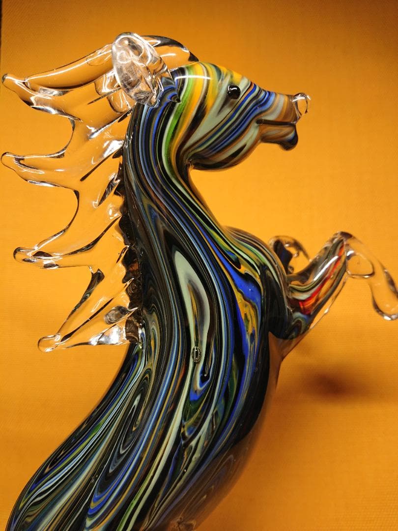 アンティーク　馬　跳ね馬　ガラス　ヨーロッパ　置物　工芸品　美術品　A2966