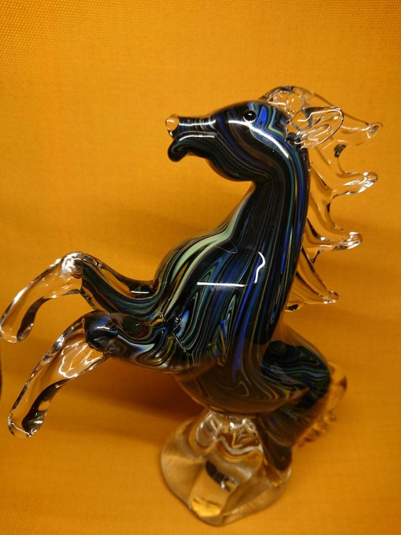 アンティーク　馬　跳ね馬　ガラス　ヨーロッパ　置物　工芸品　美術品　A2966