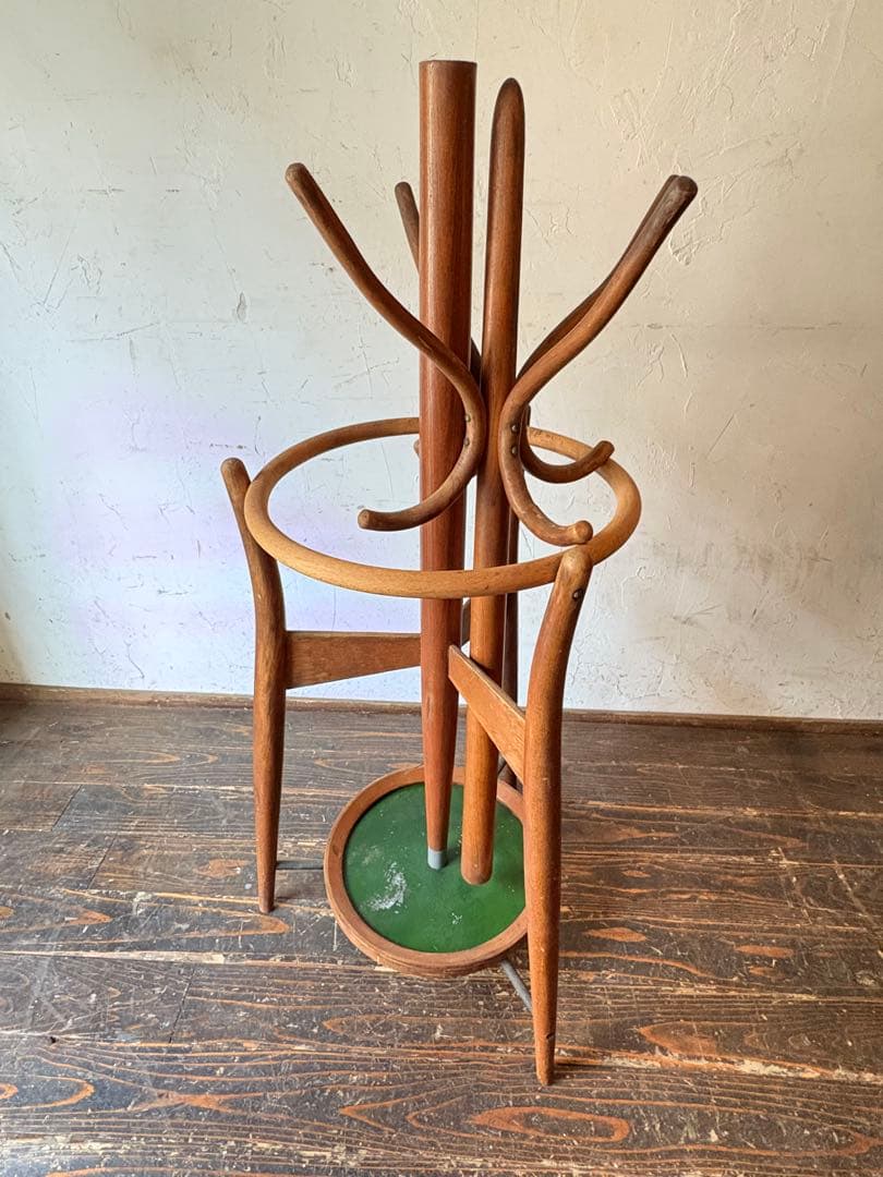 木製コートハンガー 傘立て付き レトロ アンティーク