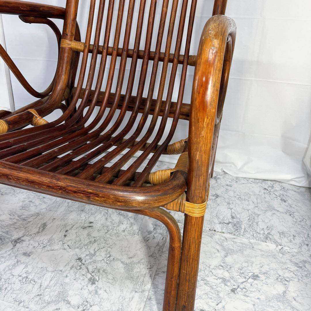 ラタン　藤　ヴィンテージ　チェア　昭和　レトロ　肘付き