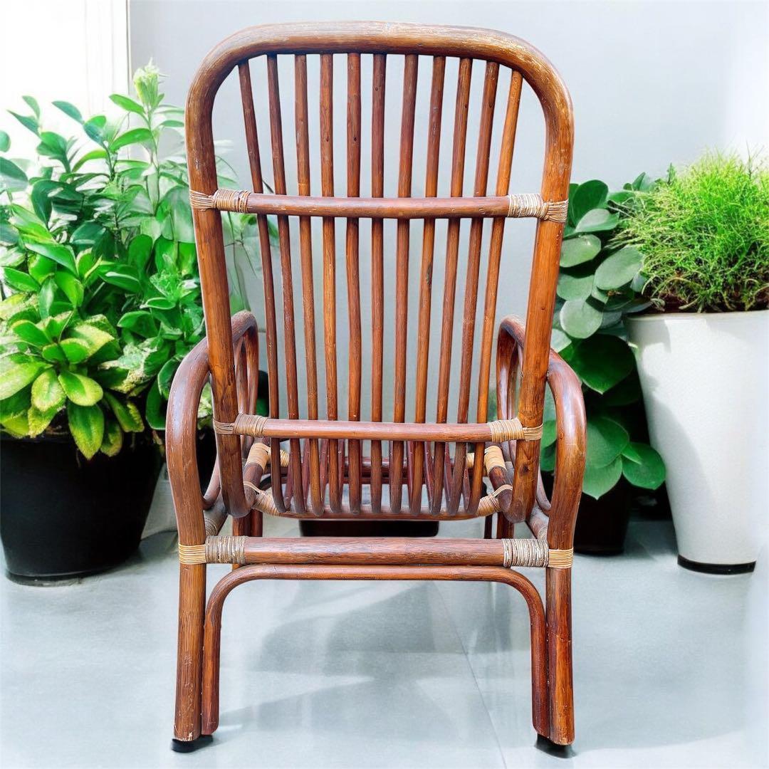 ラタン　藤　ヴィンテージ　チェア　昭和　レトロ　肘付き