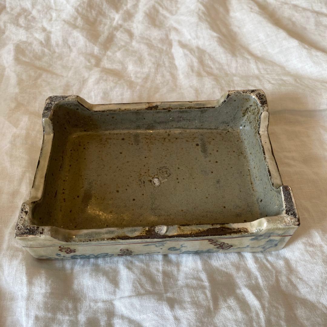 全日根 さん　硯　すずり　茶盤　置物　花柄　陶器