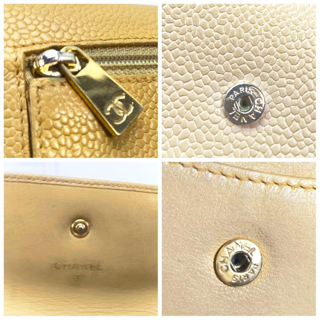 シャネル キャビアスキン 3つ折り財布 コンパクト ウォレット ココマーク