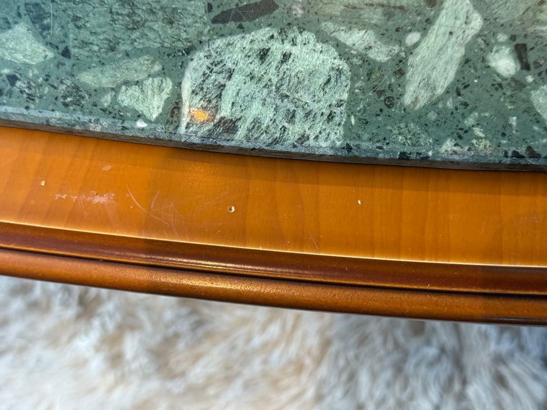 大理石　センターテーブル　ローテーブル　グリーン　クラシック　猫脚　アンティーク