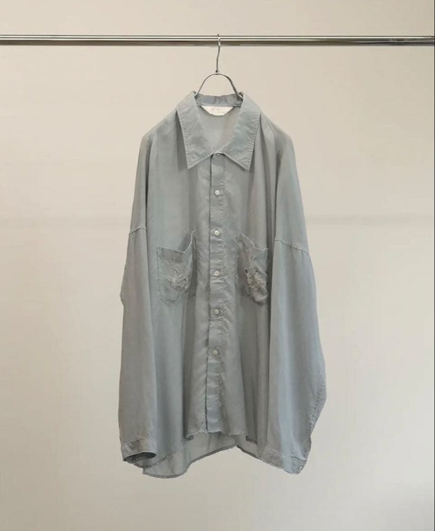 トップス ANCELLM AGING EMBROIDERY SHIRT SAX 25SS
