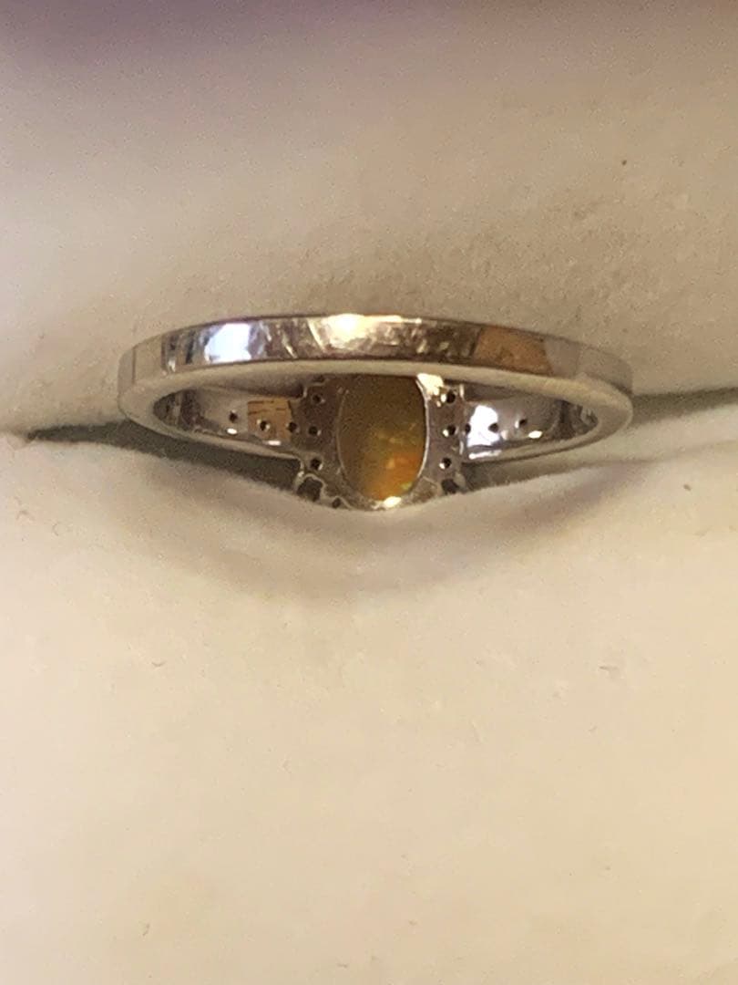アクセサリー PT Mexican Opal Ring + Diamonds