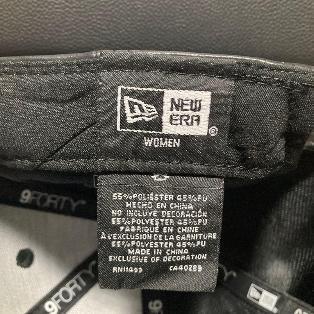セール中　NEW ERA ニューエラ　キャップ　 黒x黒　レザー調　9FORTY
