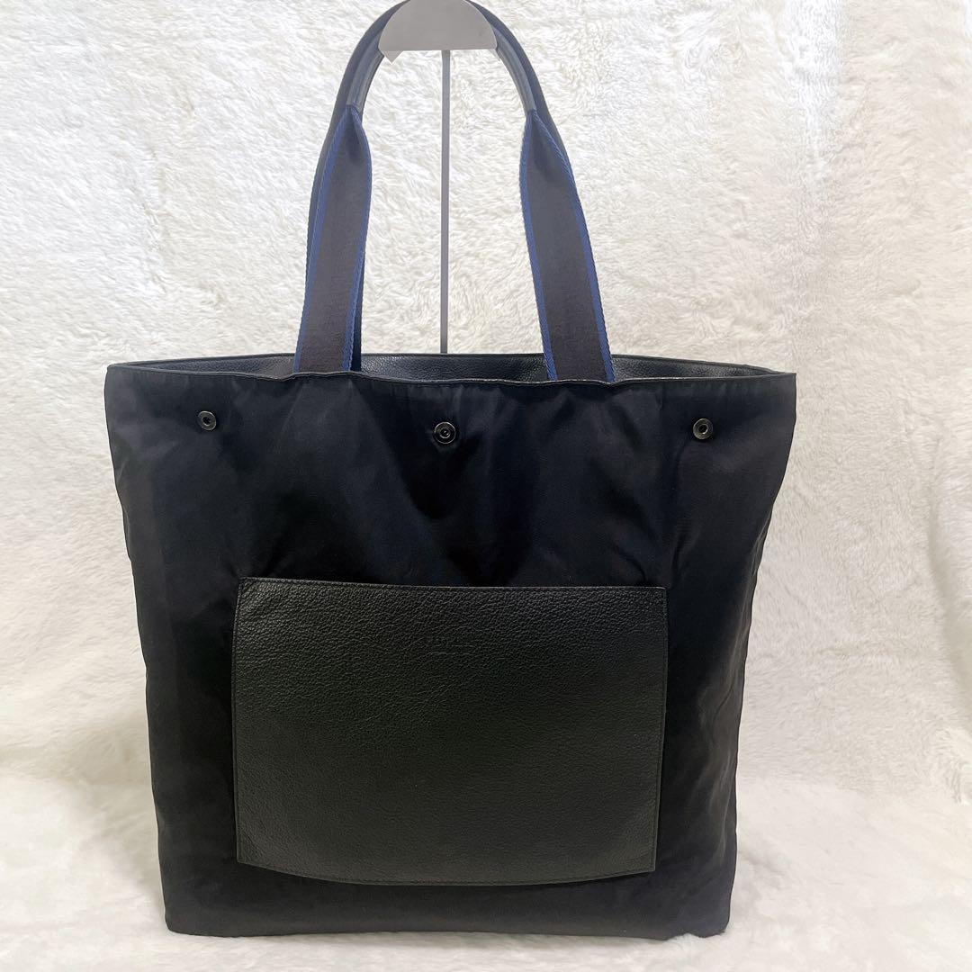 FURLAリバーシブル メンズトートバッグ ユリッセレザー 大容量 美品 黒