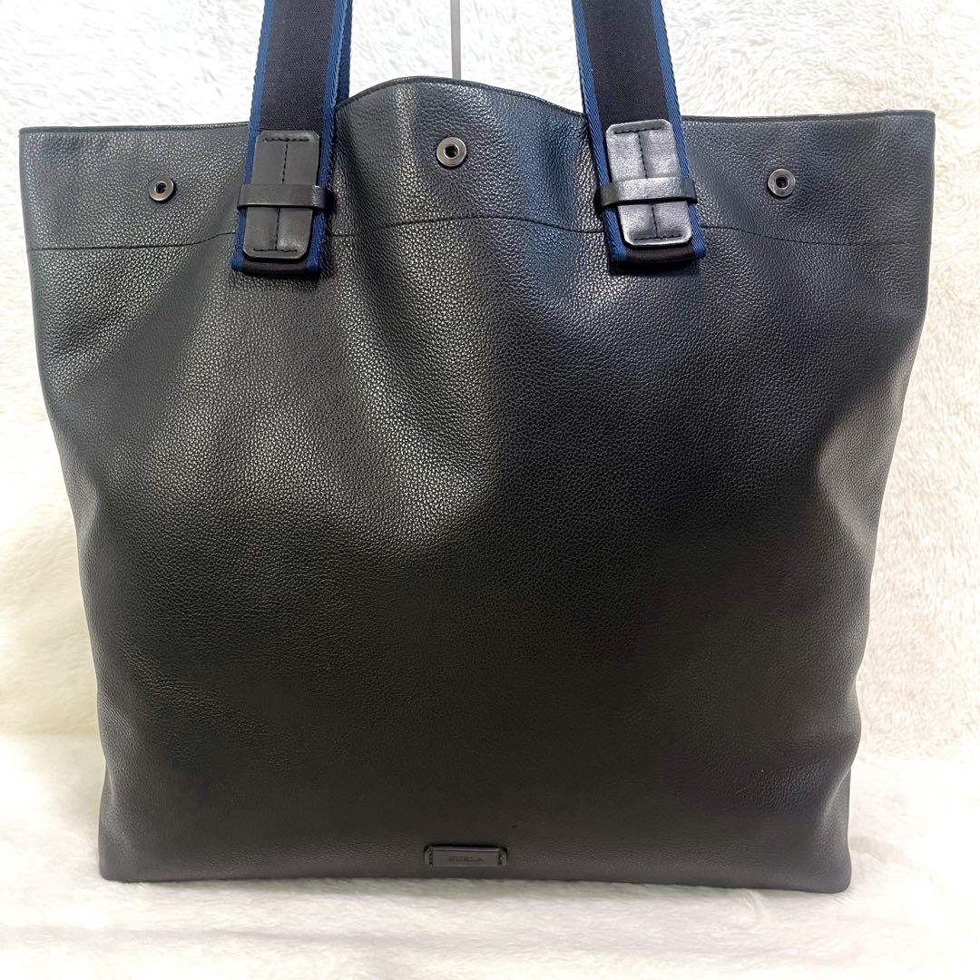 FURLAリバーシブル メンズトートバッグ ユリッセレザー 大容量 美品 黒