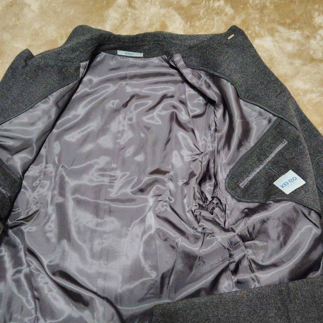 90s KENZO HOMME アンゴラ × ウール　コート　チャコールグレー