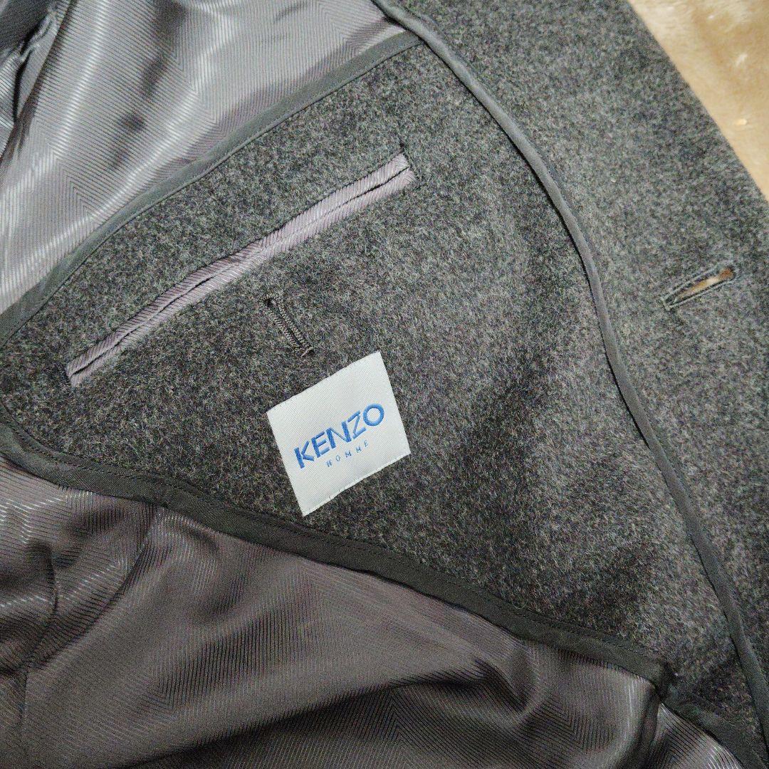 90s KENZO HOMME アンゴラ × ウール　コート　チャコールグレー