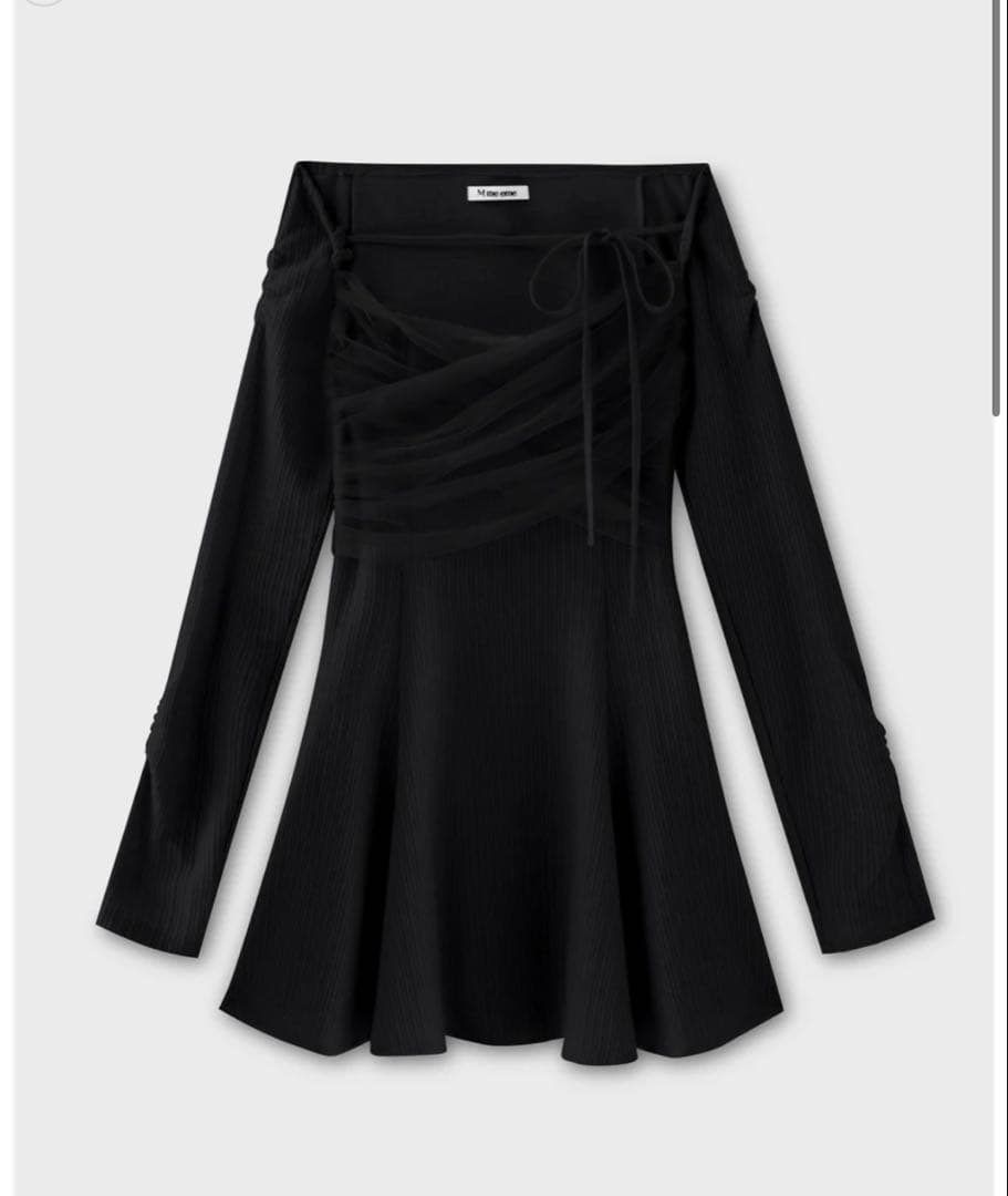 ワンピース m me eme Cross tulle flare mini onepiece