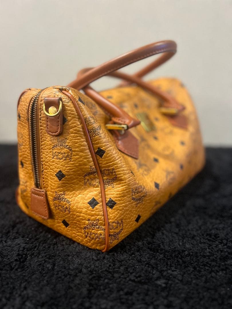 MCM オレンジ レザーボストンバッグ