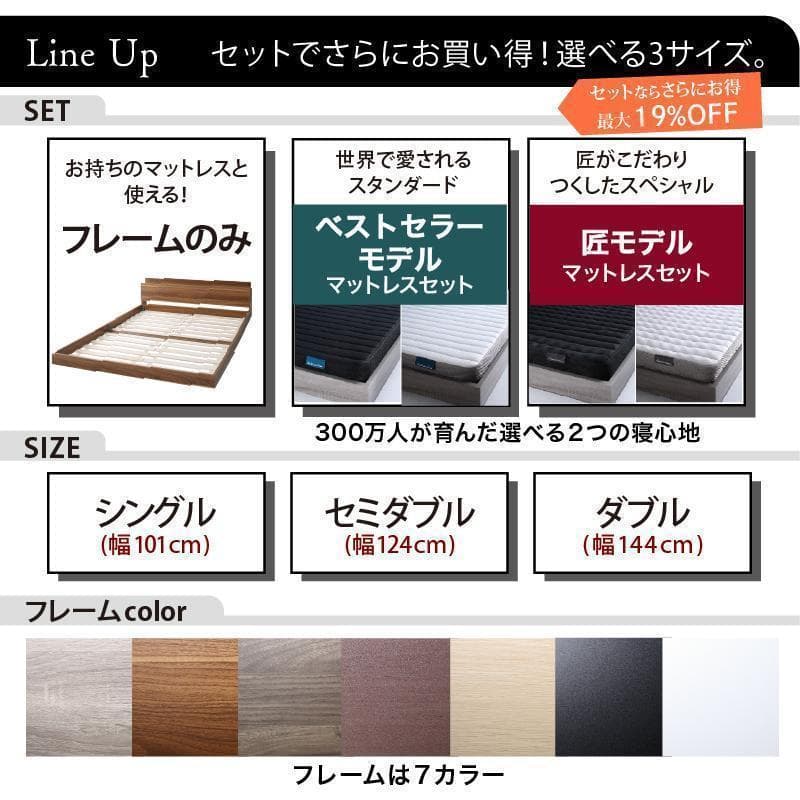 セール！新品 送料込 ダブルベッド マットレス付 棚 コンセント付 WB