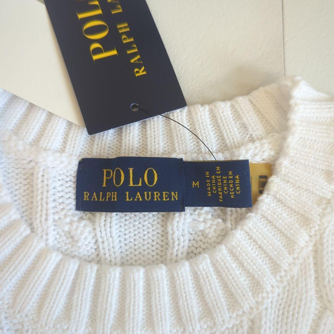 Polo Ralph Lauren ケーブルニット 半袖 M ホワイト