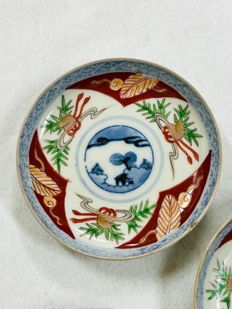 江戸時代？古伊万里　色絵小皿　5枚　1枚カケあり