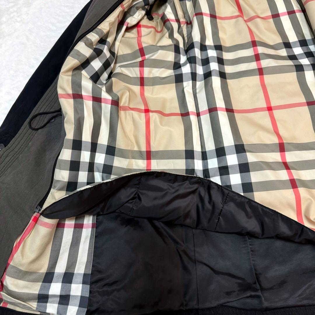 美品✨バーバリー　ステンカラーコート　ノバチェック　ブラック　XLサイズ