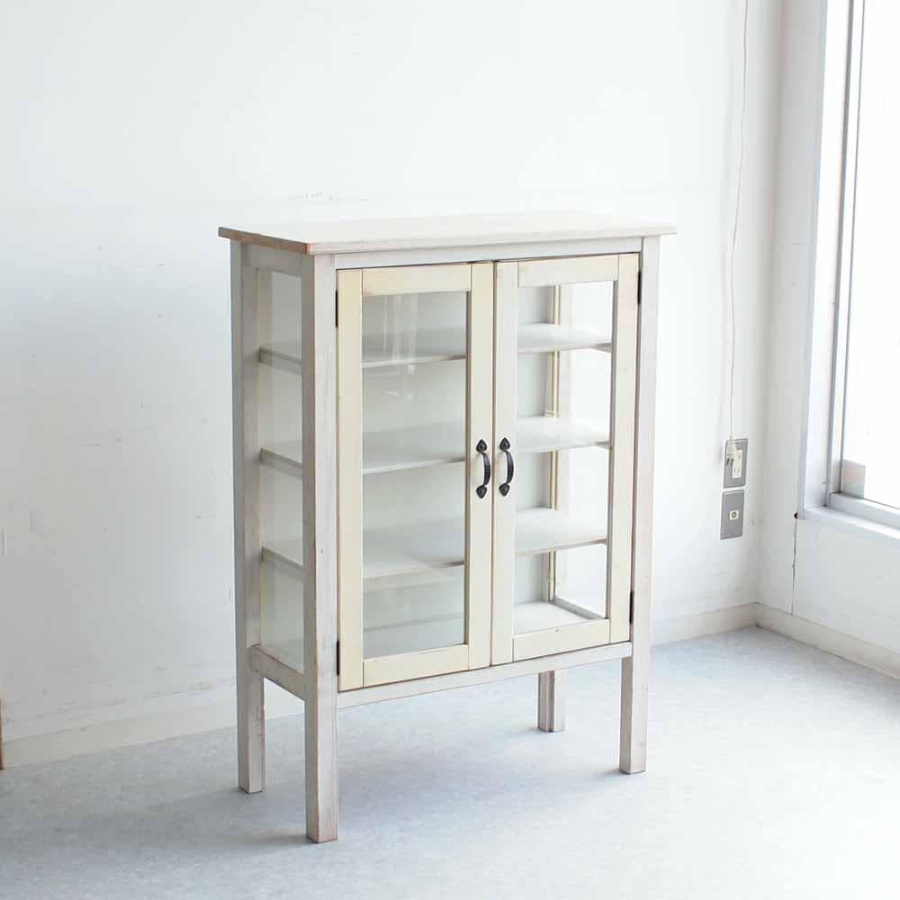 シャビーシック ガラスキャビネット 80cm ZR23327