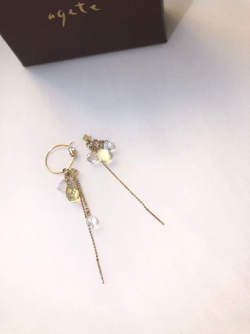 アガットagete k10天然石ピアス　アメリカン ピアス　10金