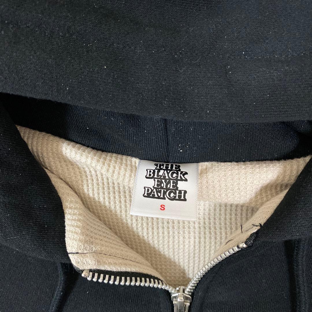 black eye patch spandex zip hood ジップパーカー