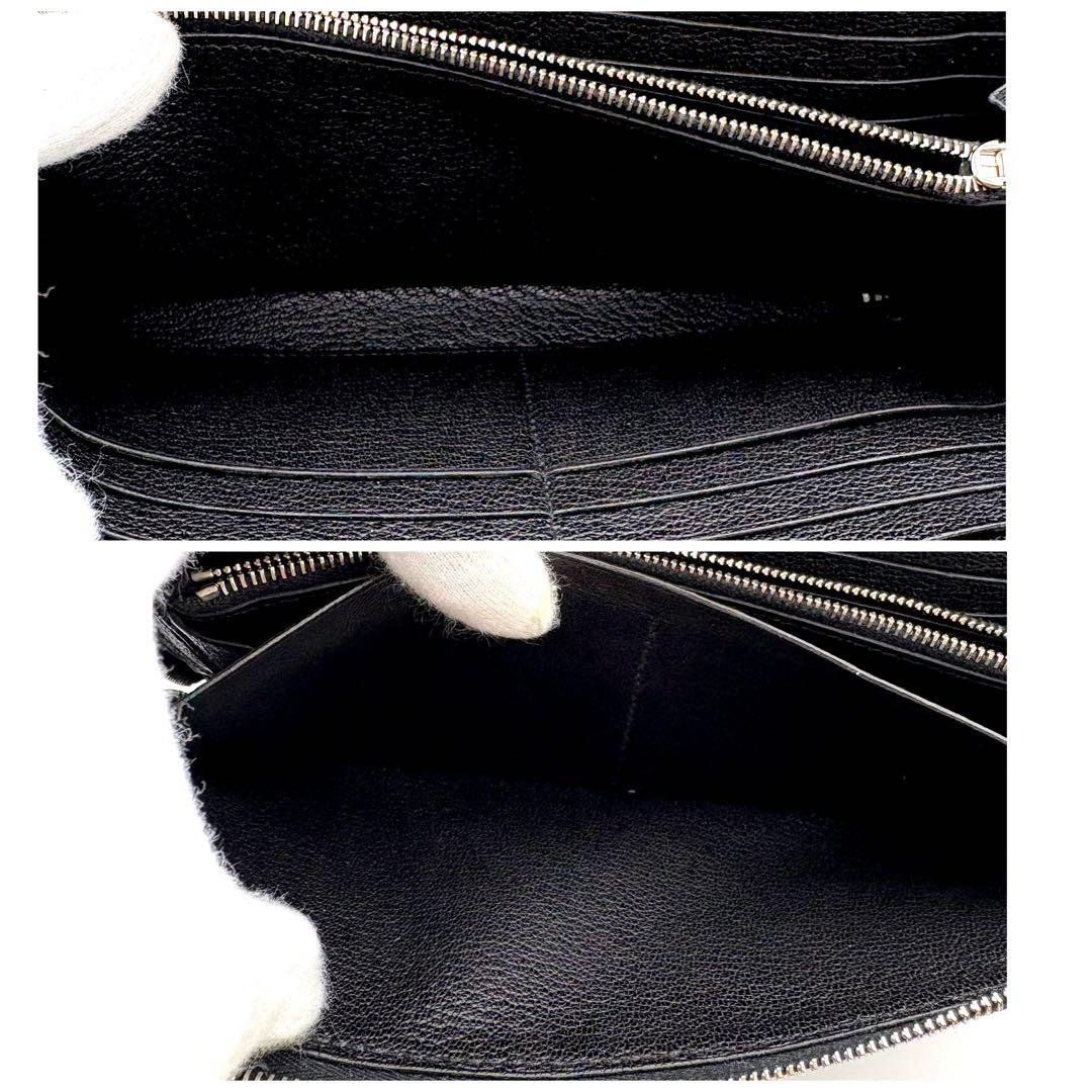 HERMES エルメス アザップロング ブラック シェブルミゾル　オールレザー