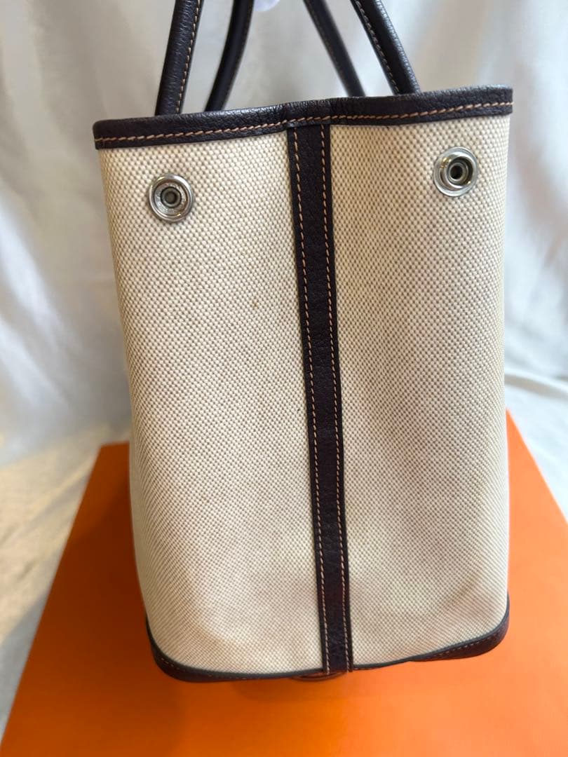 HERMES エルメス　ガーデンパーティPM キャンバストート　T刻印