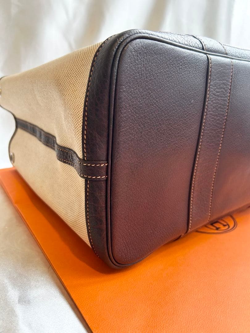 HERMES エルメス　ガーデンパーティPM キャンバストート　T刻印