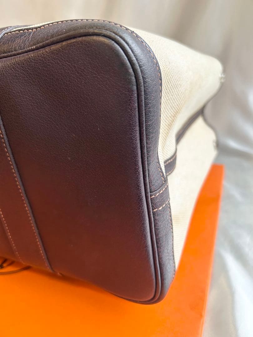 HERMES エルメス　ガーデンパーティPM キャンバストート　T刻印