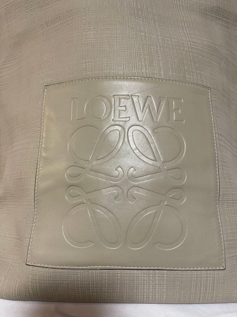 LOEWE アナグラム　トートバッグ 肩掛け クレージュ レザー