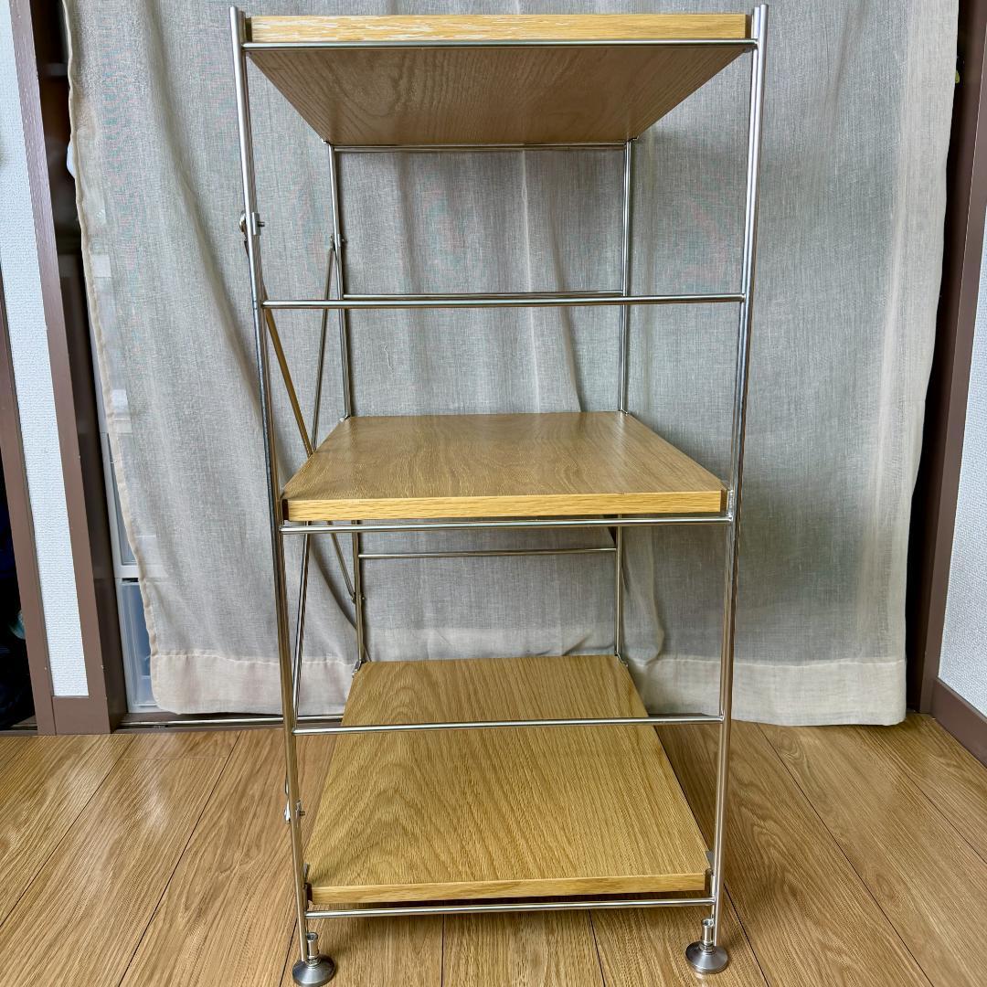 無印良品　ステンレスユニットシェルフ・オーク材棚 小