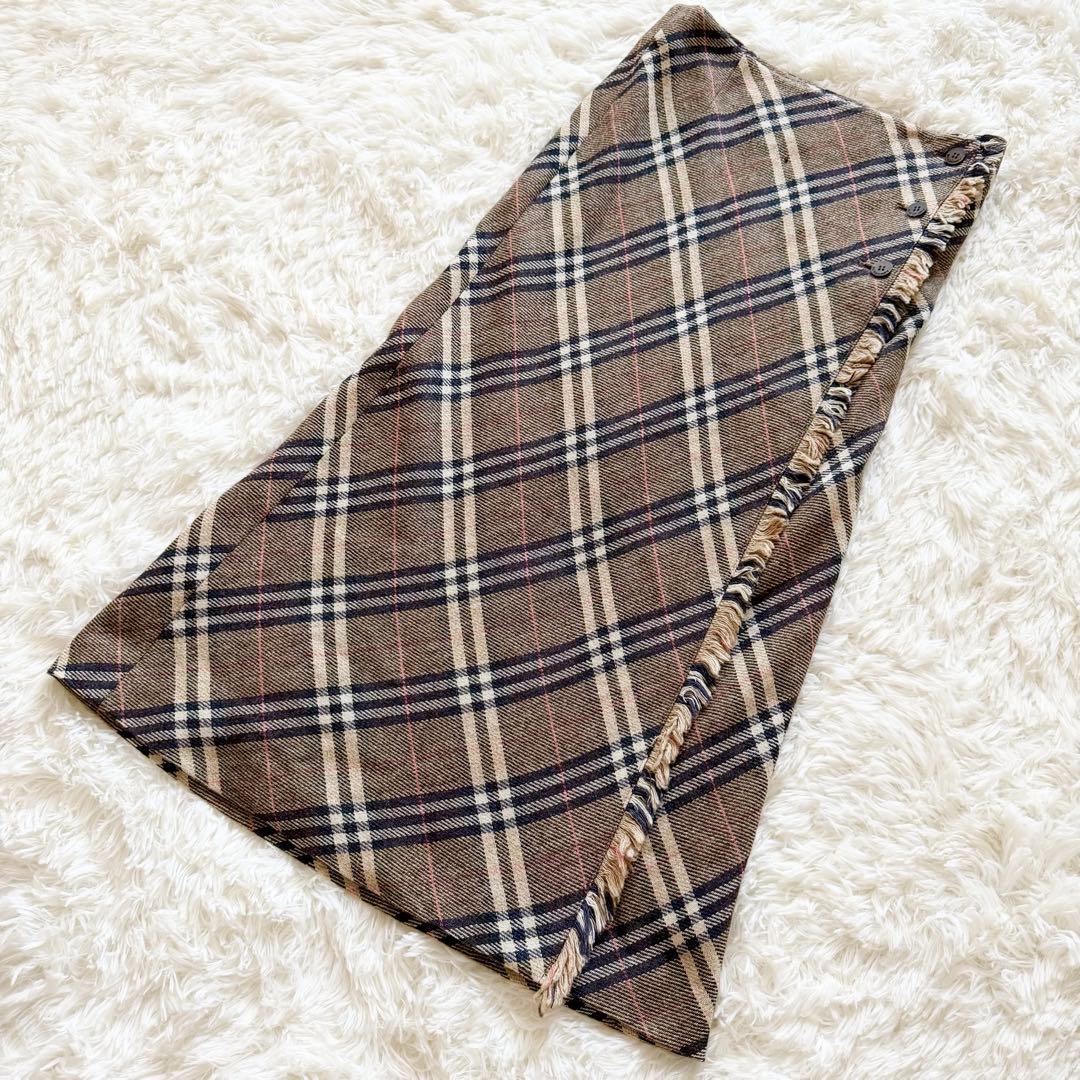 美品✨BURBERRY バーバリー ノバチェック ラップウールスカート 38