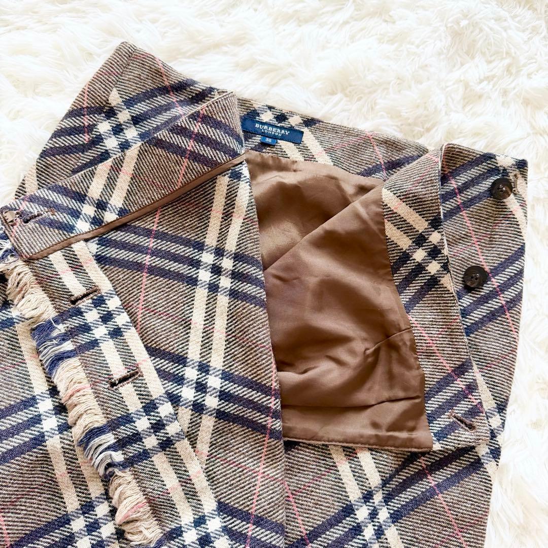美品✨BURBERRY バーバリー ノバチェック ラップウールスカート 38