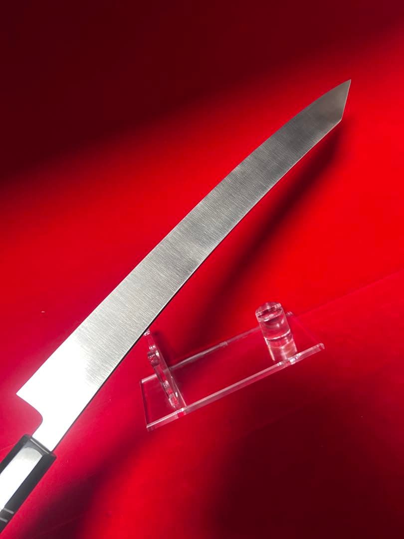 包丁　マグロ包丁　切付　尺三　鬼反り　鏡面仕上げ　切味抜群　箱付　未使用品