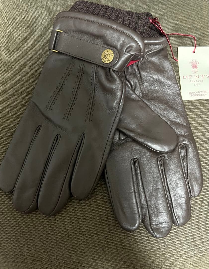 新品　DENTS デンツ　レザー　バックル　手袋 L ブラウン