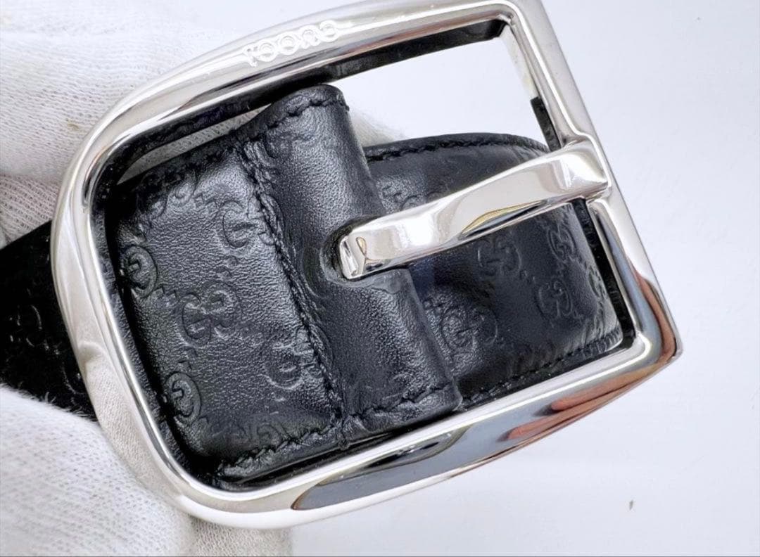 K*G様 未使用保管　GUCCI　グッチ　マイクロシマ　レザー　ベルト　75　4