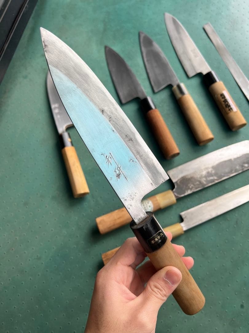 8本セットの包丁- 本焼出刃1本- 木屋-利研-石月-宏明…