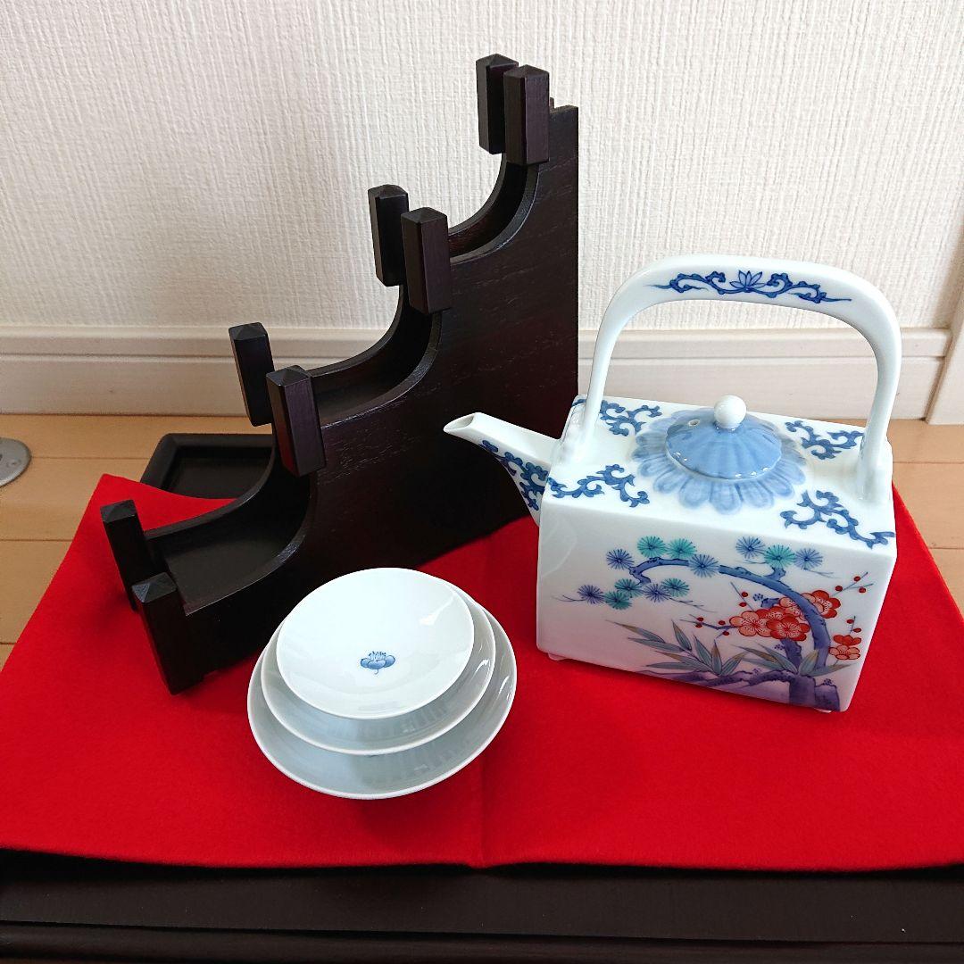 秋篠宮悠仁親王御誕生記念 松竹梅 高台盃 角酒器揃い 小笠原藤右衛門 証明書付き