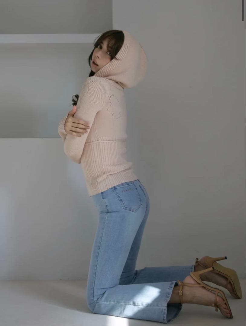 Mary logo flare denim Mサイズ light blue