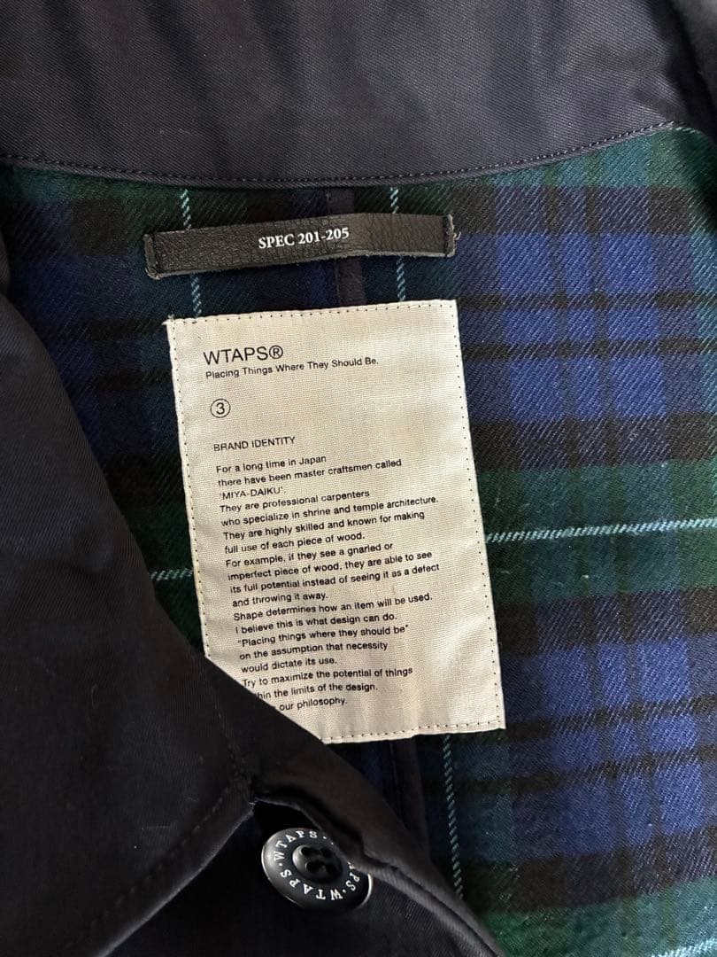 wtaps BLACK WATCH サテンカラーコートCOAT NAVYネイバー