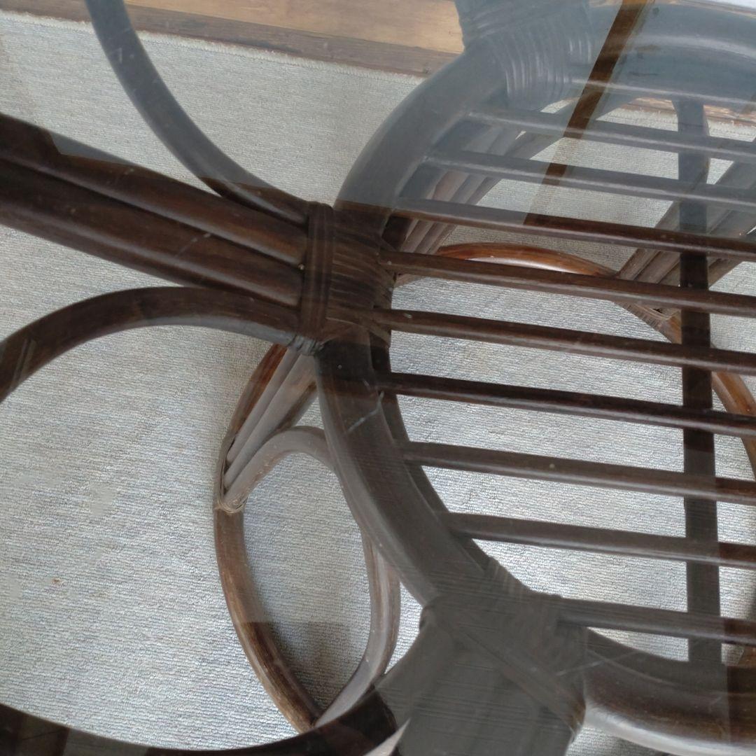 ラタンテーブル　ガーデンテーブル　机 ガラステーブル