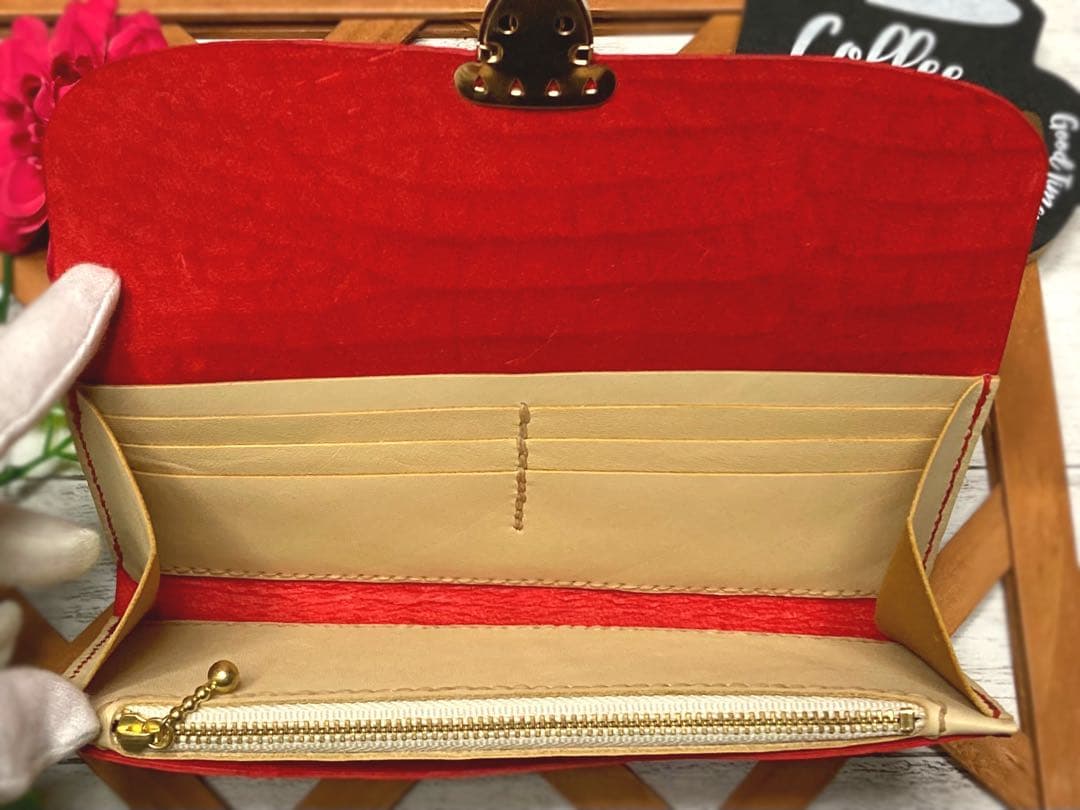 ❤️【大人お洒落♪】高級感×シンプルデザインの大人オシャレ総本革長財布赤クロコ柄
