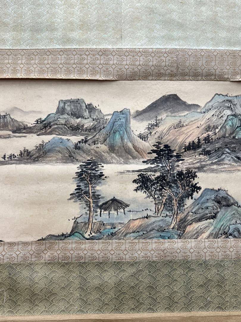 極上/古美術　紙本山水 【朱梅邨識】在銘　書 肉筆保証