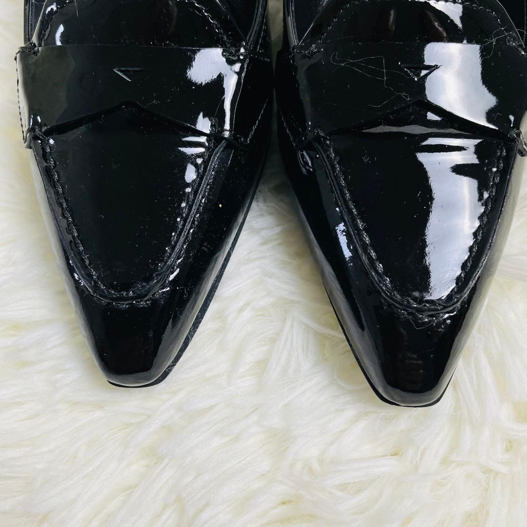 PRADA プラダ エナメル ローファー パンプス 黒 36.5 ヒール6cm