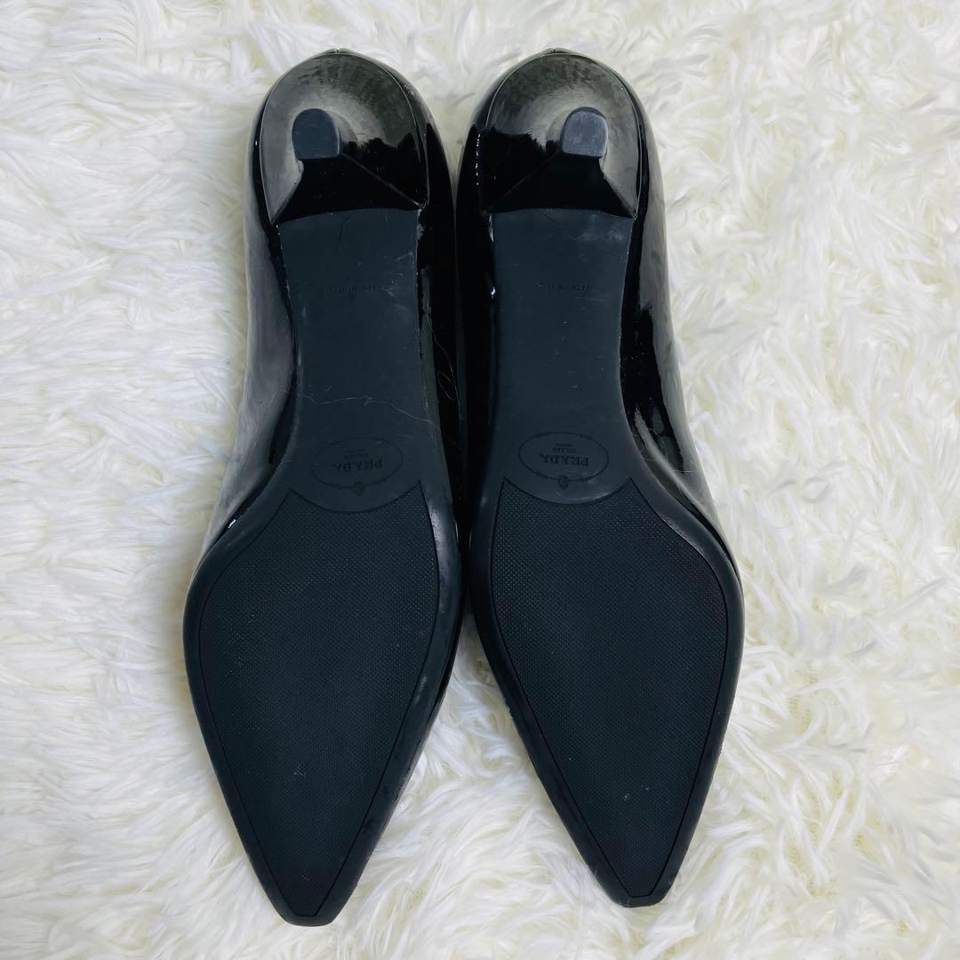 PRADA プラダ エナメル ローファー パンプス 黒 36.5 ヒール6cm
