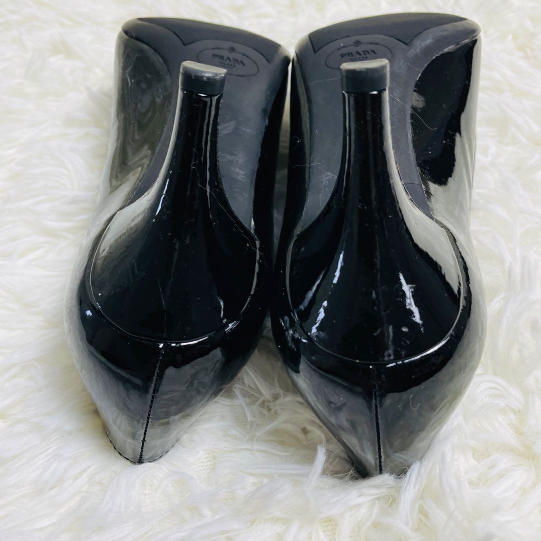 PRADA プラダ エナメル ローファー パンプス 黒 36.5 ヒール6cm