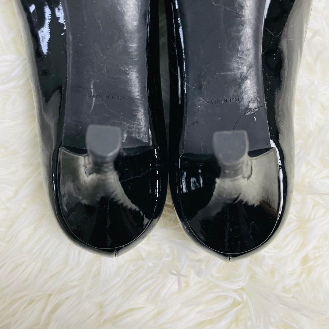 PRADA プラダ エナメル ローファー パンプス 黒 36.5 ヒール6cm
