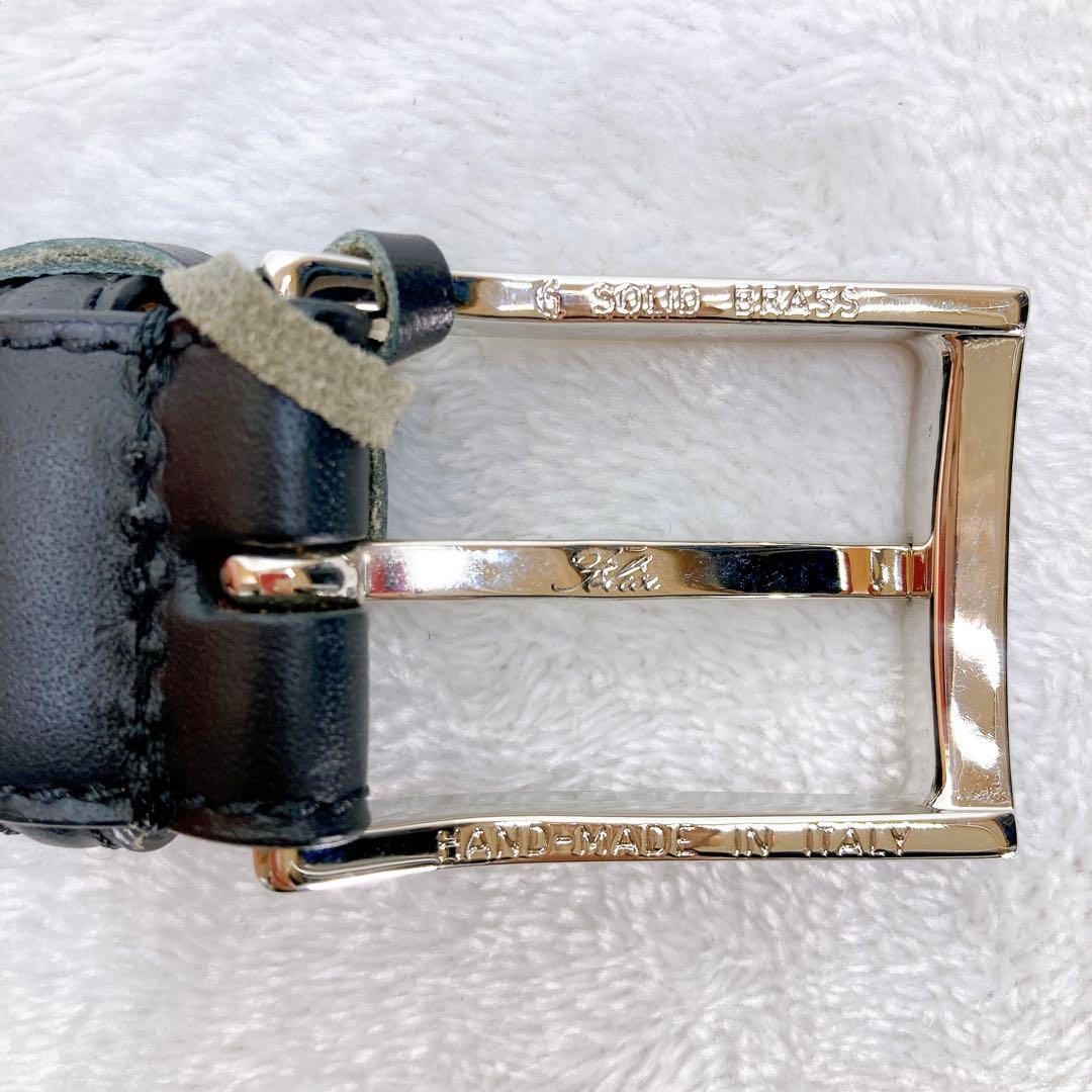 ✨未使用✨Felisi フェリージ ベルト バケッタレザー ロゴ 金具 ブラック
