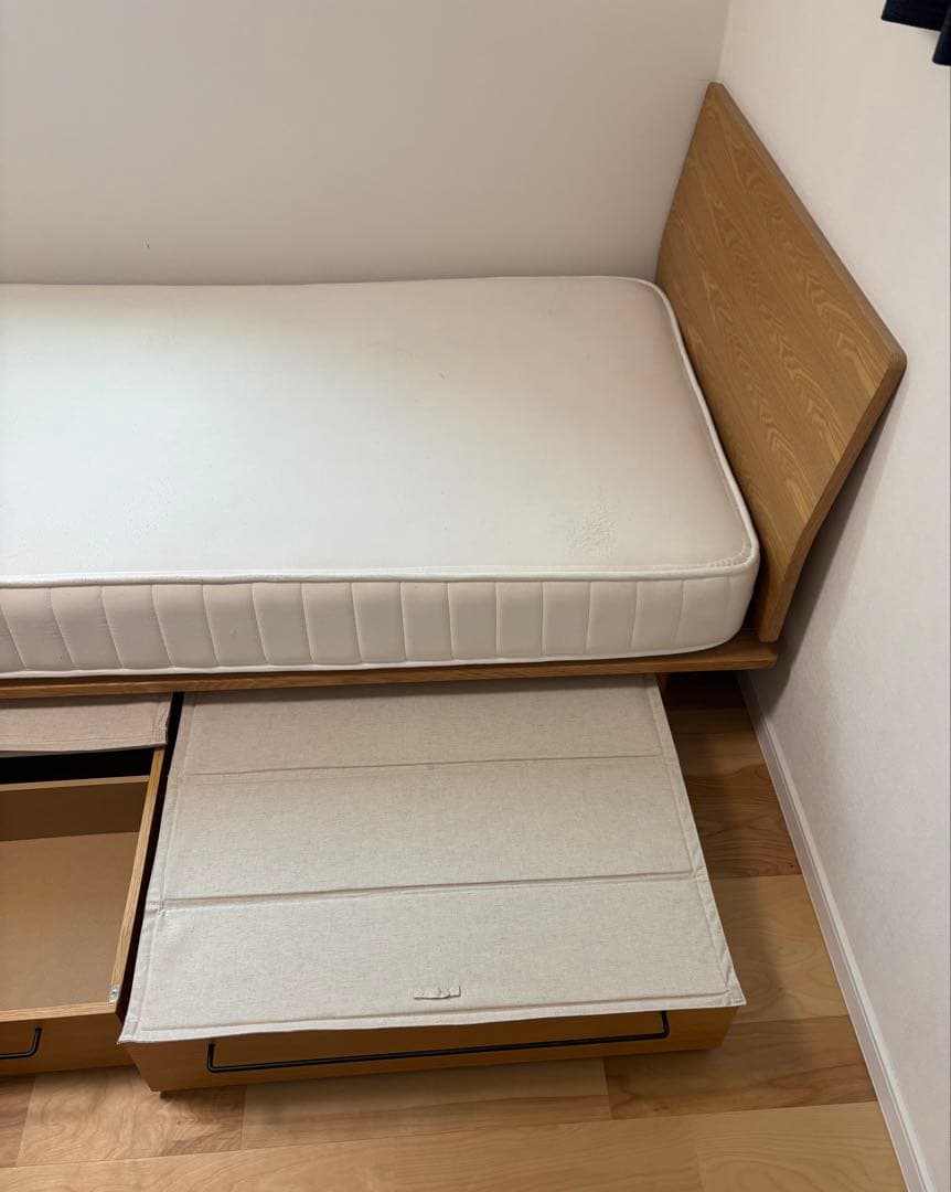 無印良品　旧タイプ　木製シングルベッド 引き出し収納付き